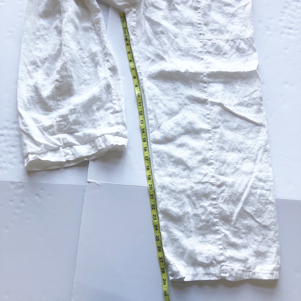 Eileen Fisher Pants Womens XL White Organic Linen Wide Leg Drawstring Loose - Picture 10 of 11